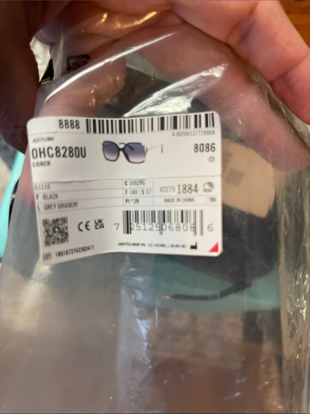 Coach Black Sunglasses with Gray Gradient Lenses